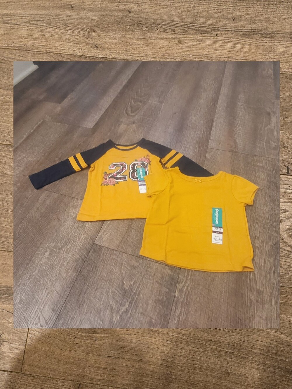 NWT Baby girls 2pc spring yellow shirt sets size 12mos